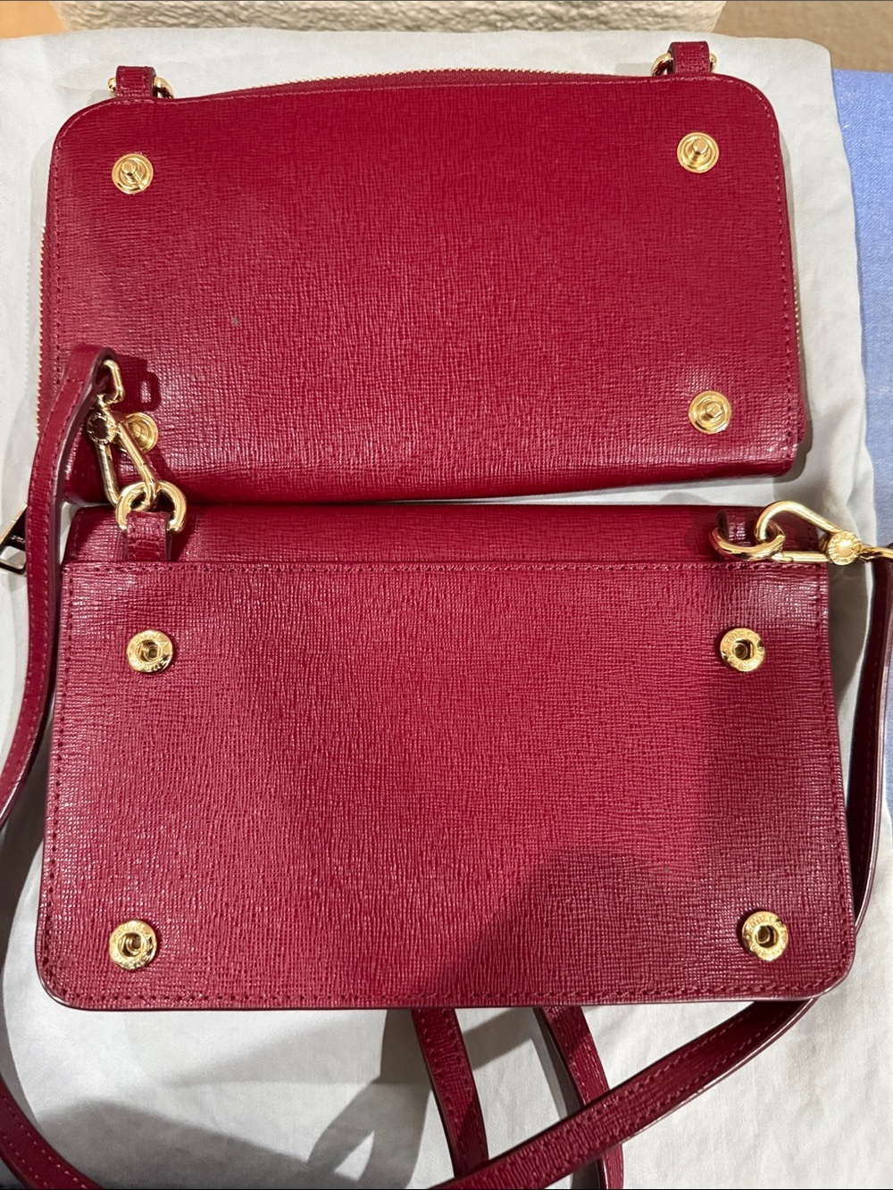 Furla Riva 2 in 1 Separable Wallet & Crossbody Bag Deep Raspberry Pink - Picture 2 of 12